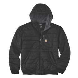 BLOUSON NOIR NYLON MATELASSE A CAPUCHE ZIPPE DEPERLANT REF.106543