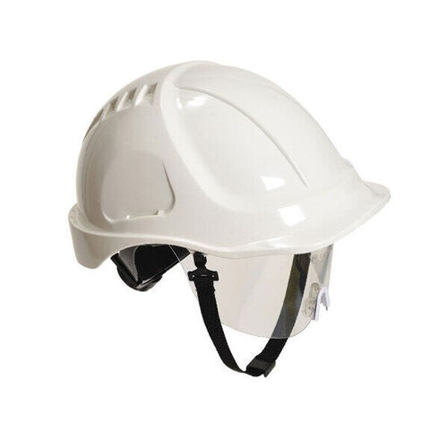CASQUE DE CHANTIER BLANC ABS AVEC JUGULAIRE ET VISIERE REF.PW54