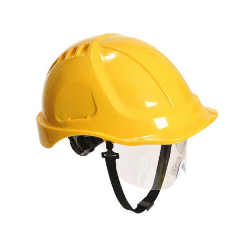 CASQUE DE CHANTIER JAUNE ABS AVEC JUGULAIRE ET VISIERE REF.PW54