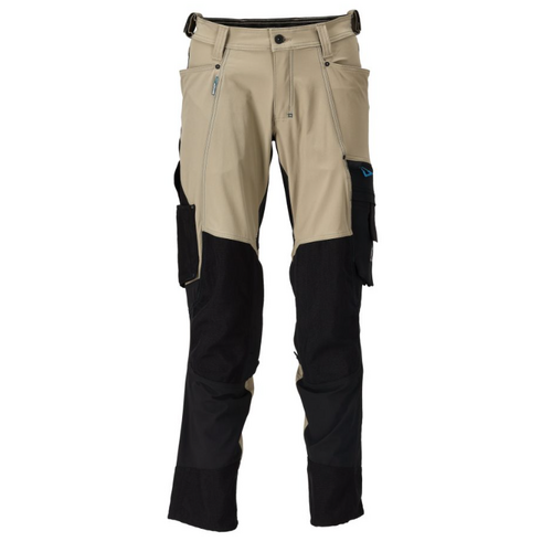 PANTALON BEIGE/NOIR AVEC POCHES GENOUILLERES POLYAMIDE/ELAS 235GR REF.23179-311