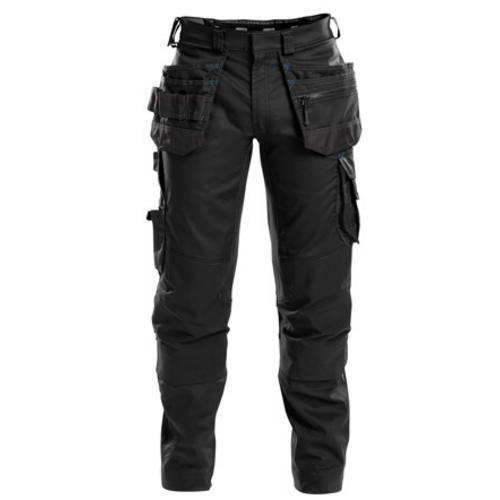 PANTALON FLUX NOIR STRETCH MULTIPOCHES POCHES GENOUX EN14401